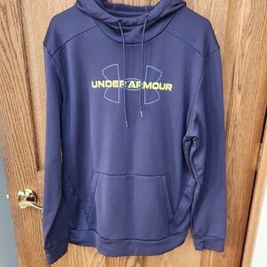 Under Armour Blue Hoodie with Neon Green Logo